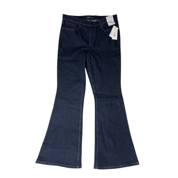 Calvin Klein High Rise Flare Jeans Dark Wash Size 32 NWT - Picture 2 of 9